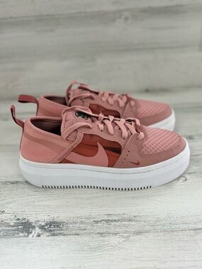 Nike Women’s Size 7.5 Court Vision Alta TXT Rust Pink Lace Up Platform Sneakers
